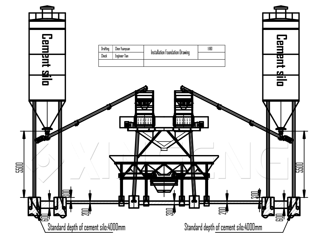 Double 35m3/h Batching Plant-XinFeng Machinery Manufacturing-Drawings & Videos