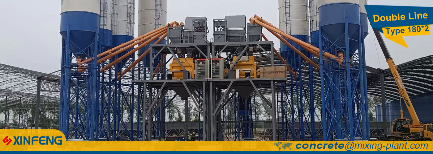 Double 180 concrete batching plant engineering Installation in progress in Chiang Mai, Thailand
