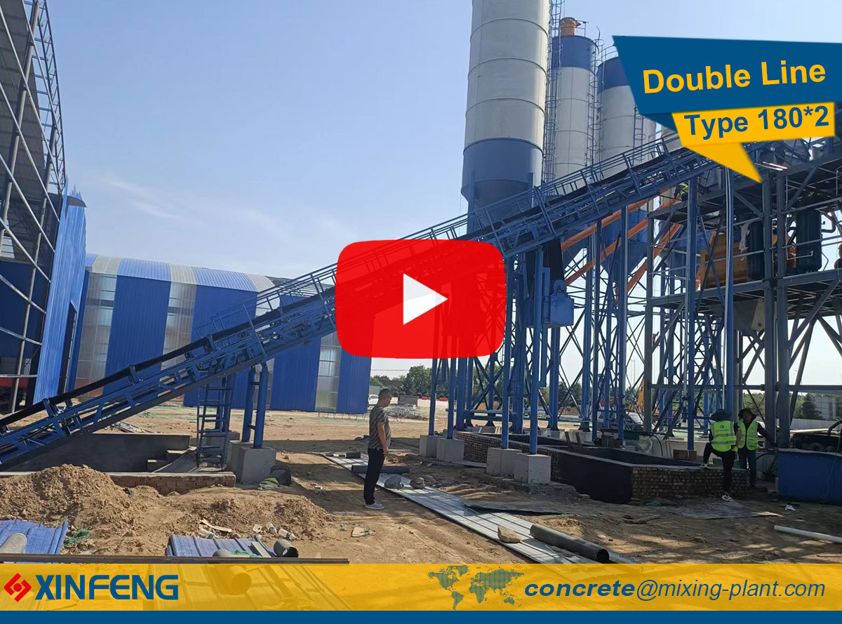 Double Stationary 180 concrete batching plant Loading and delivery
