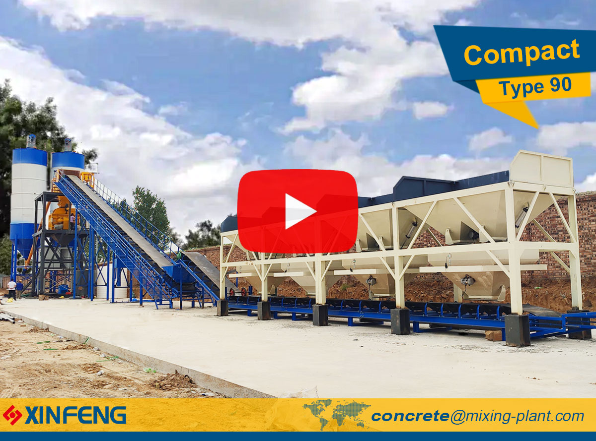 On-site installation of foundation-free 90 concrete batching plant